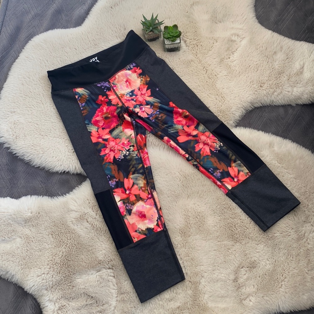 Joy Lab Floral Leggings Cropped Size Small